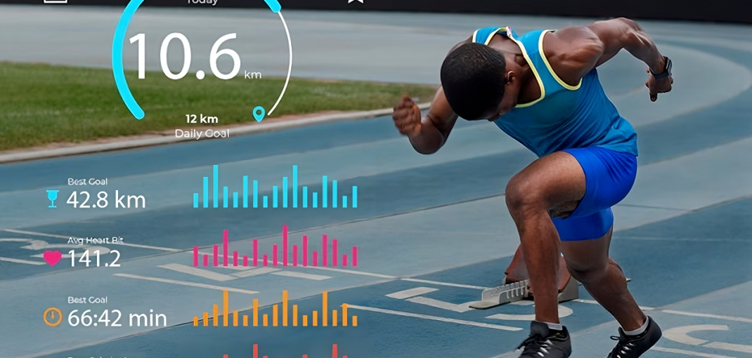 image of a sprinter with performance metrics