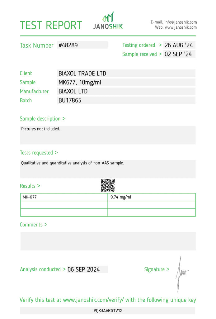 Ibutamoren MK677, 10mg/ml