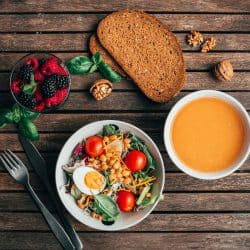 Table with food on it