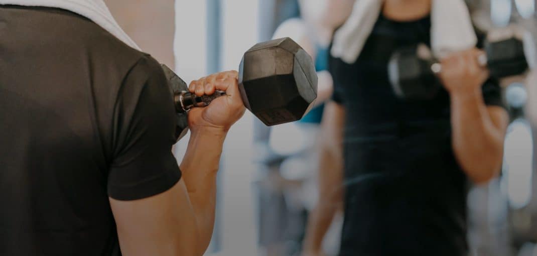 Man doing bicep curls