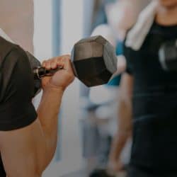 Man doing bicep curls