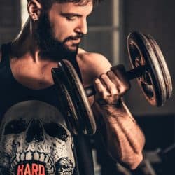 Men doing dumbbell bicep curls