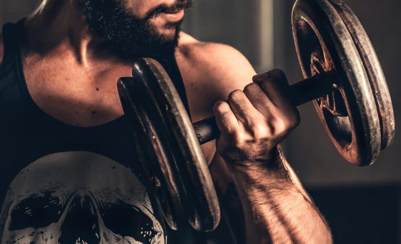 Men doing dumbbell bicep curls