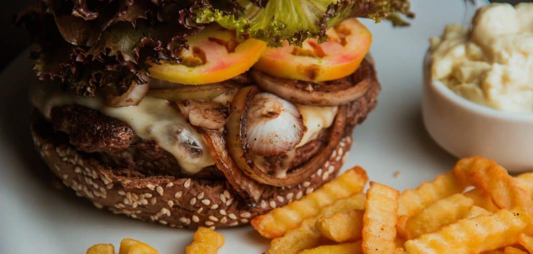 image of a burger and fries